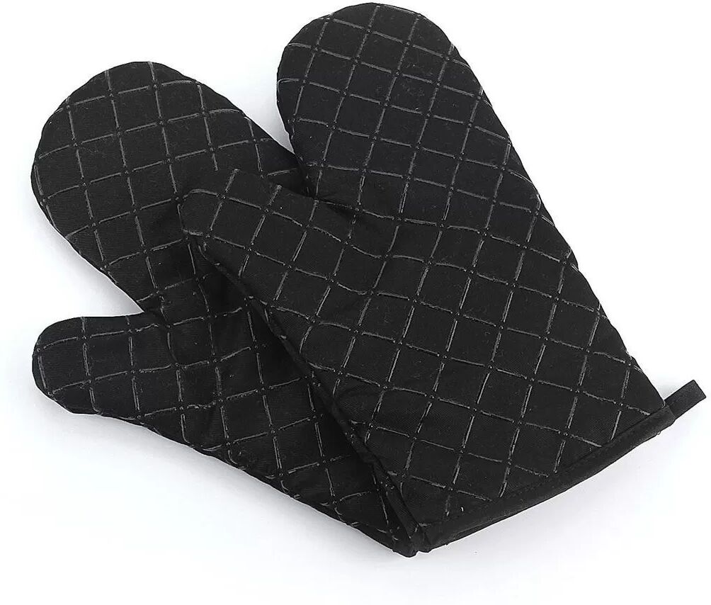 INF Mikrowellen-/Ofen-Hitzebeständige Handschuhe - Baumwolle & Silikon, Rutschfester Griff Schwarz