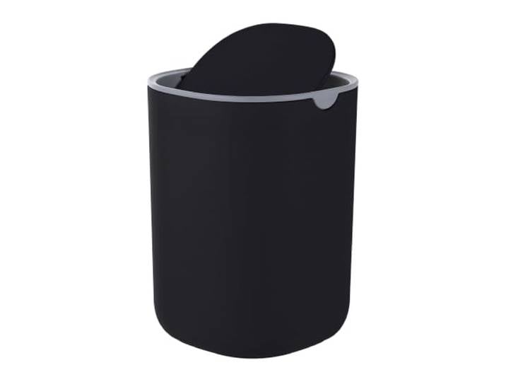 Relaxdays Poubelle de table ovale\, couvercle pivotant\, plastique\, bureau 16x11\,5x11\,5 cm\, noir