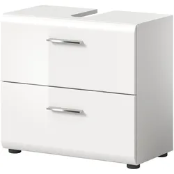 WASCHBECKENUNTERSCHRANK weiß Hochglanz, Badezimmer Unterschrank 60 cm
