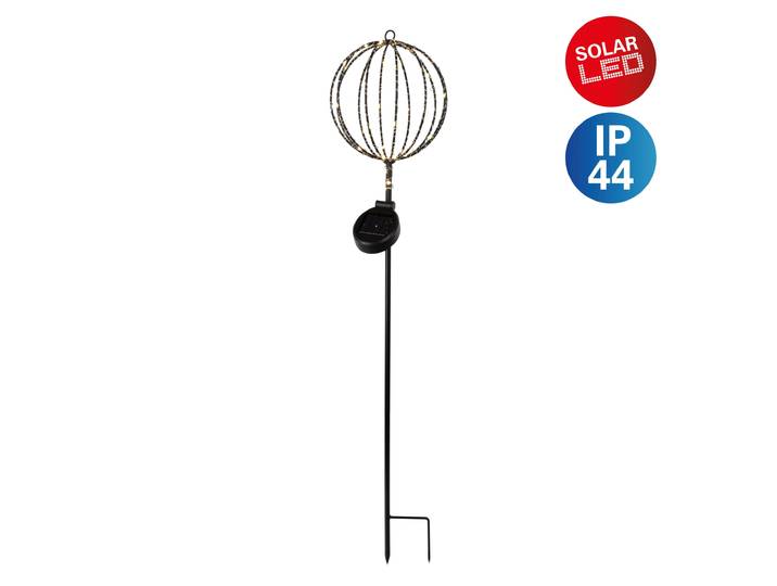 LED Solarleuchte NÄVE Königstein , schwarz, H:76cm Ø:15cm, Leuchten, LED Solarleuchte, Dekoerdspieß, kugelförmiger Kopf, schwarz, Schiebeschalter, H: 78cm
