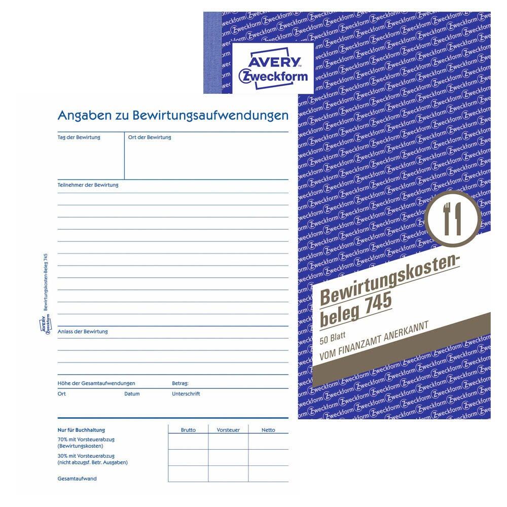 AVERY Zweckform Bewirtungskostenbeleg Formularbuch 745 - 1 x 50 Blatt
