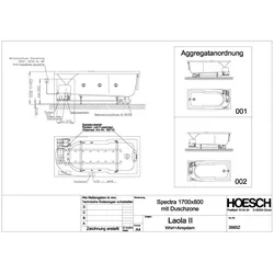 Hoesch Whirlwanne Spectra Rechteck 1700x800 3665Z.010305002
