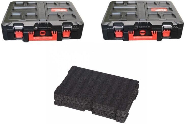 Milwaukee PACKFOAMKIT Small PACKOUT Case with Packout Foam Cuttable Insert (Twin Pack)