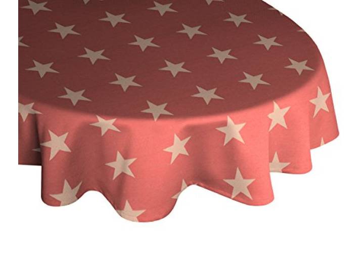 Wirth Tischdecke Felino Oval, Polyester-Baumwolle, Rot, 130 x 190 cm