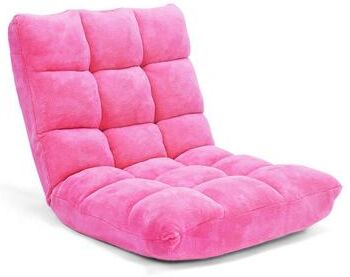 Costway Adjustable 14-position Cushioned Floor Chair-Pink
