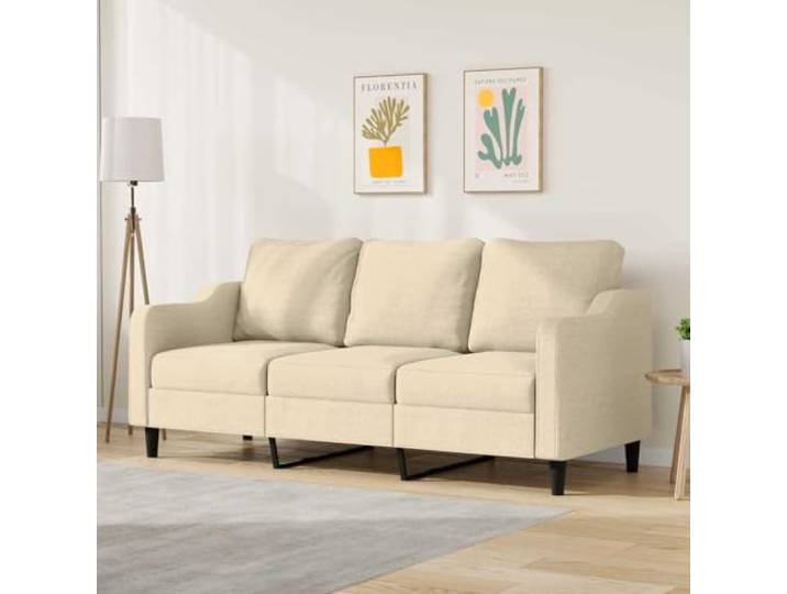 HEFZGDB 3-Sitzer Sofa Creme 180 cm Stoff Polstermöbel Wohnzimmer Sitzgruppe mit strapazierfähigem Bezug atmungsaktiv langlebig Robustes Metallgestell Stabilität dick gepolsterte