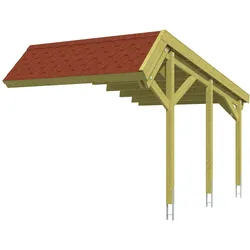 Skan Holz Harz Stellplatzerweiterung mit roten Schindeln-imprägniert (farblich unbehandelt) Holzcarport