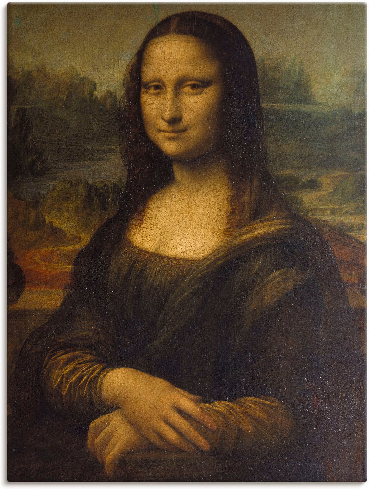 Wandbild ARTLAND "Mona Lisa. Um 1503", braun (farbe bild(er): braun), B:60cm H:80cm, Bilder, Wandbild, als Leinwandbild, Poster in verschied. Grössen farbe bild(er): braun B/H/T: 60cm x 80cm, Leinwandbild Porträts, 1 Stk.