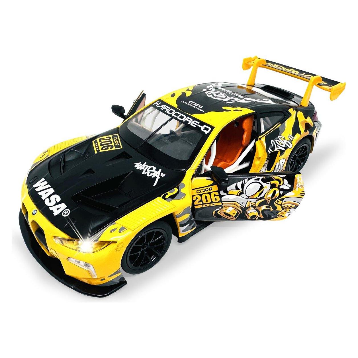 Jamara BMW M4 GT3 Diecast 1:24 gelb inkl. Knopfzellen (402627)