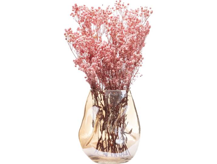 QUVIO Vaas - Bloemenvaas - Bloemenvaasje - Glazen vaas - Vazen - Vaas gekreukeld - Vaas gekreukt - Droogbloemenvaas - Droogbloemen vaas - Maat S - Glazen vaas - Glas - Transparant - Beige