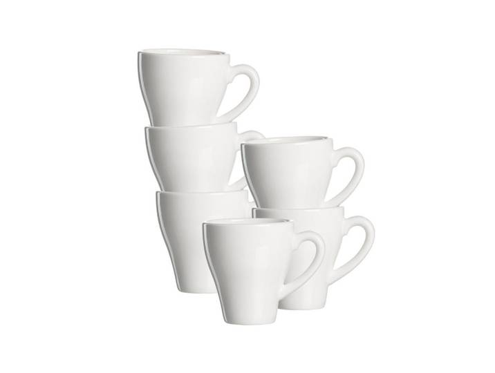 Ritzenhoff Breker Kaffeebecher Bari weiß 300 ml 6er Set, Weiß, Keramik, Rund, Geschirr, Tassen, Kaffeebecher