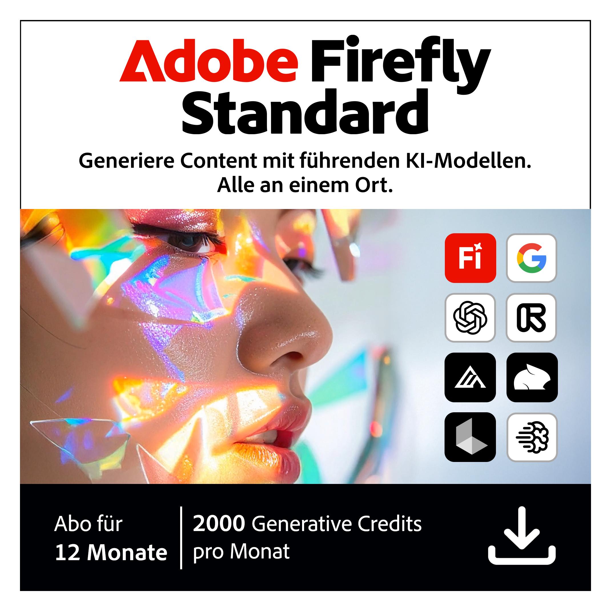 Adobe Firefly Standard | 12 Monate (1 User, 1 Geräte/User, 12 Monate) (30016171)