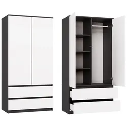 Kleiderschrank Malwa SS-90 ANTHRAZIT WEISS