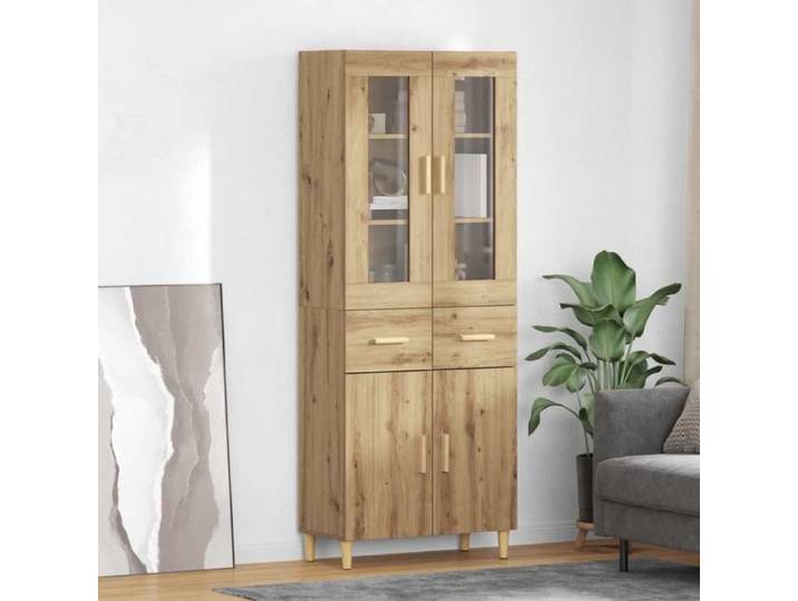 (ON SALE)Enfilade - Vitrine Buffet haut - Haut Armoire - avec tiroir Chêne artisanal 69 5x34x180 cm @FR8810394