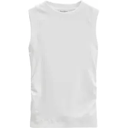 Marc O'Polo Damen Tank-Top - Taillen-Raffung, Rippjersey, Slim Fit, Baumwoll-Stretch Weiß / XS