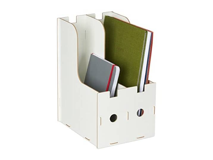 Relaxdays Porte-Documents\, 2 Compartiments\, Format A4\, cahiers & dossiers\, Bureau et école\, Range-Magazines\, MDF\, Blanc