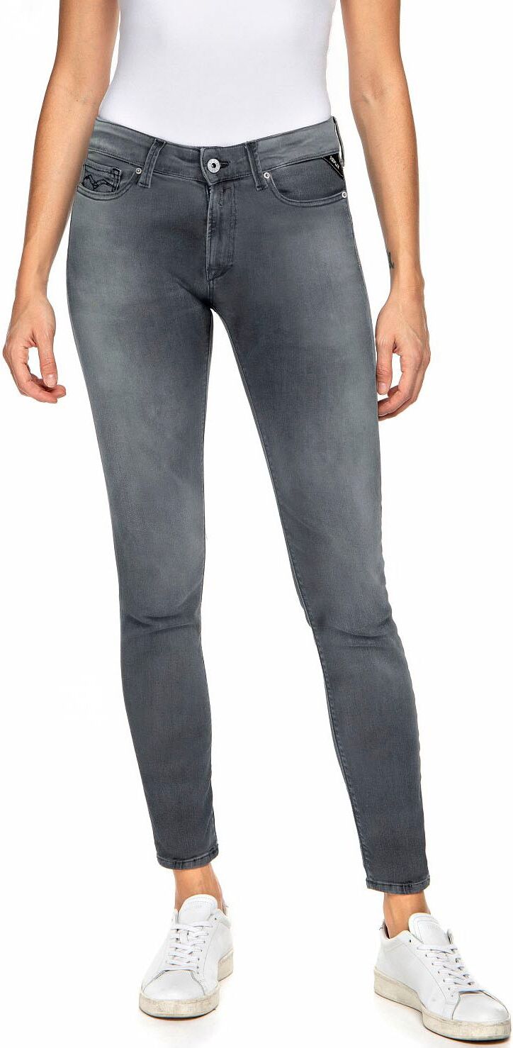 5-Pocket-Jeans REPLAY "NEW LUZ Skinny Fit", Damen, Gr. 26, Länge 30, grau (dunkelgrau c35), Denim/Jeans, Obermaterial: 98% Baumwolle, 2% Elasthan, skinny fit normal, Jeans 5-Pocket-Jeans, in Ankle-Länge dunkelgrau c35 26, Länge 30