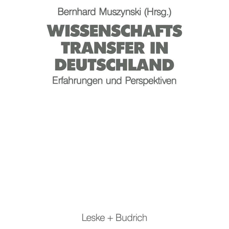 VS Wissenschaftstransfer in Deutschland (Deutsch, Softcover, Bernhard Muszynski) (55518713)
