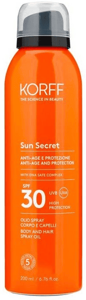 Korff Sun Secret Olio Spray Solare Corpo e Capelli SPF30 200 ml
