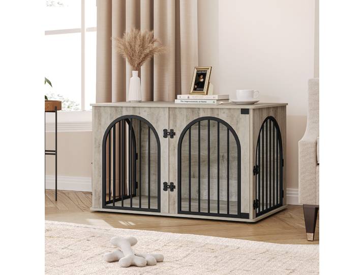 Meubles de Cage à chien, boîte à chien de 100 cm pour la maison, 3 portes, porte en arc, boîte à chien moderne intérieure pour chiens, table d'appoint, cage à chien robuste