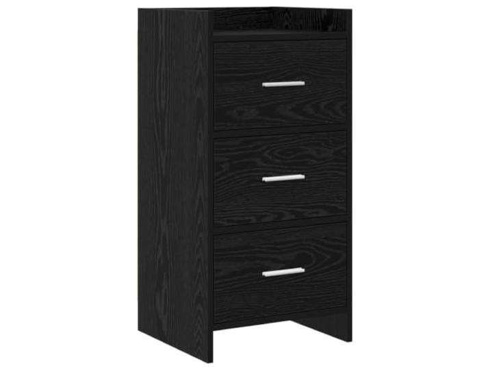 Favemtsl Sideboard Kommode mit 3 Schubladen Schwarze Eiche 40x36x80cm Kompakter Schrank für Flur und Schlafzimmer, robuste Holzwerkstoff-Konstruktion mit dezenten Metallgriffen.