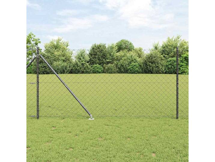 vidaXL Maschendrahtzaun mit Stacheln 25 x 1,2 m Grau Netz