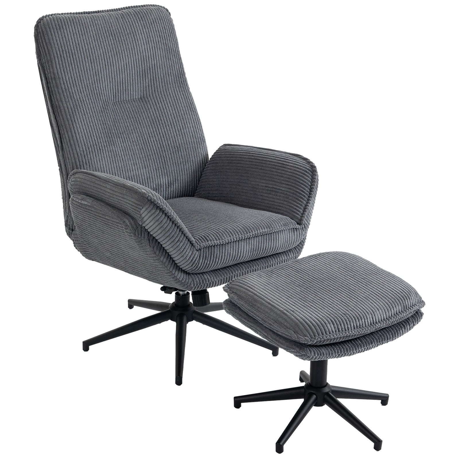 HOMCOM Relaxfauteuil met 130 graden ligfunctie en hocker, grijs