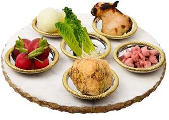 Classic Touch White Marble Seder Tray