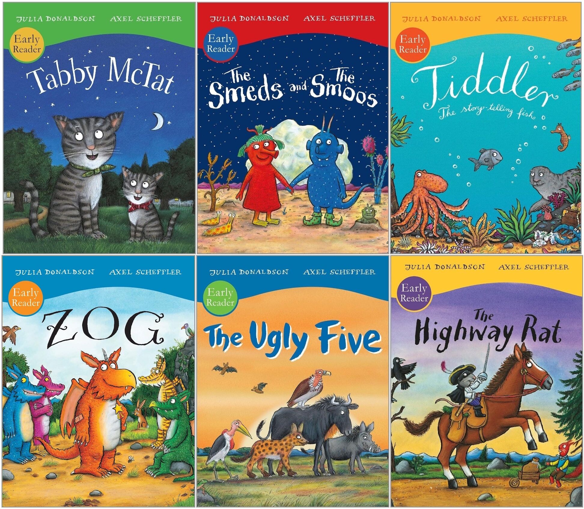 Alison Green Books Julia Donaldson Early Readers 6 Books Collection Set (Tabby McTat, The Highway Rat, The Ugly Five, Tiddler, Zog, The Smeds and The Smoos)