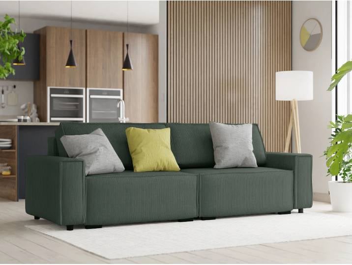Dunkelgrüne 3-Sitzer Schlafsofa SMART