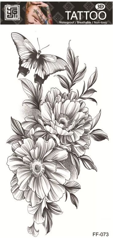 INF Wasserfestes temporäres Tattoo - Blumenmuster Modell 4