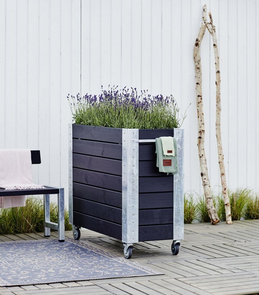 Plus Blumenkasten Cubic 120x50x95 cm m/Räder Druckimprägniert RAL 9005 Schwarz