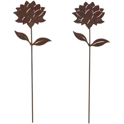 GARTENSTECKER Metall – 2er-Set Dahlien Gartendeko in Rostoptik