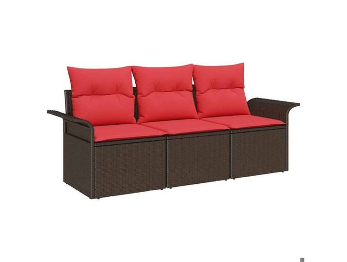 Elégance - Chic Sofa de jardin - extérieur - Ensemble de Canapés - 3 pcs - 3 - Nombre de places - Marron et rouge - 196x62x85cm_035