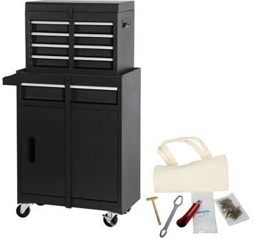 DEVERA 5-Drawer Rolling Tool Storage Cabinet with Detachable Top Tool Box