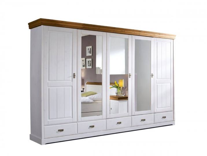 Moebel-Eins Kleiderschrank ROMAN Kleiderschrank / Drehtürenschrank, Material Massivholz, Kiefer