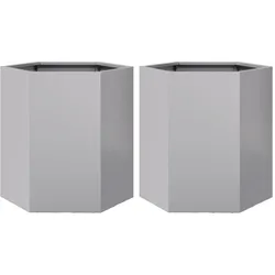 Helloshop26 - Hochbeet-Pflanzkasten für Pflanzen Blumen Garten Terrasse 2er-Set sechseckig 46 x 40 x 45 cm verzinkter Stahl silber 02_0039076