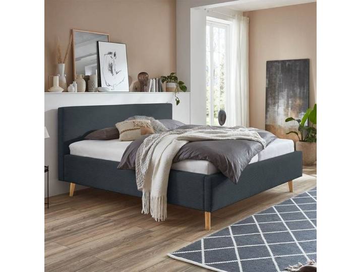 HOMELIV. Polsterbett Calypso Komfort Cord 180x200cm Dunkelgrau modern, höhenverstellbar