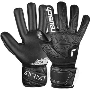 Reusch Torwarthandschuhe Attrakt Gold NC Finger Support, für Damen und Herren, negativer Schnitt, schwarz, Größe 9,5