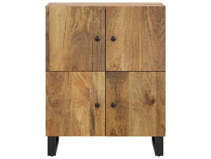 Buffet en bois de manguier - - 4 portes - 60x33x75 cm - Bois massif - Finition naturelle - Pieds en fer
