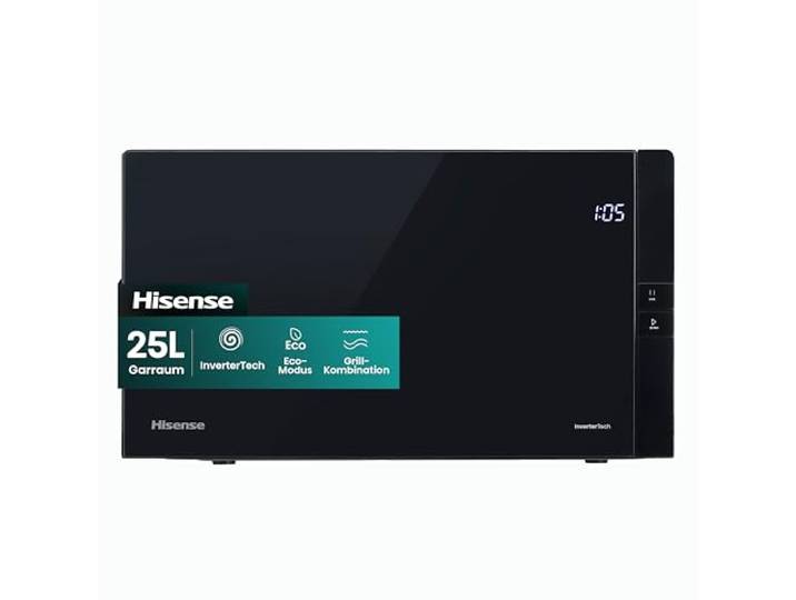 Hisense H25MOBS4HGI Mikrowelle / 25 L / 900W / InverterTech/Auto Programme/Eco Mode/Grill Kombination/Auftaufunktion/Einfache Reinigung /10 Leistungsstufen/Premium gehärtetes Glas/Schwarz