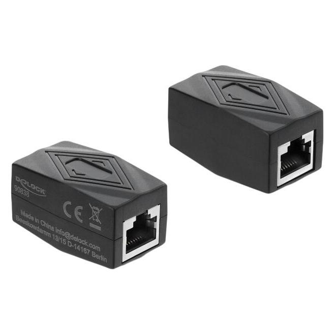 Delock Adapter Kupplung RJ45 Buchse zu Buchse Cat.6 geschirmt schwarz (Netzwerk Kupplung) (90838)