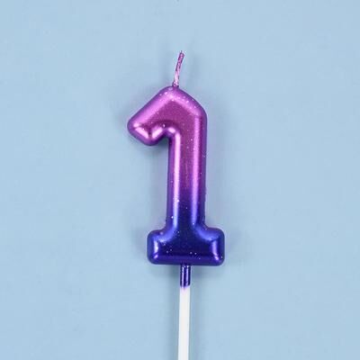 Uplift Treasures Gradient Glitter Number Birthday Candle Cake Topper a01