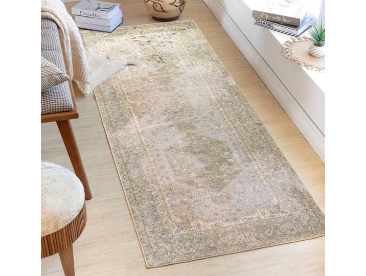 Teppich LIVABLISS OIDA , beige (grün), B:80cm H:5,1mm L:220cm, Polyester, Teppiche, Teppich