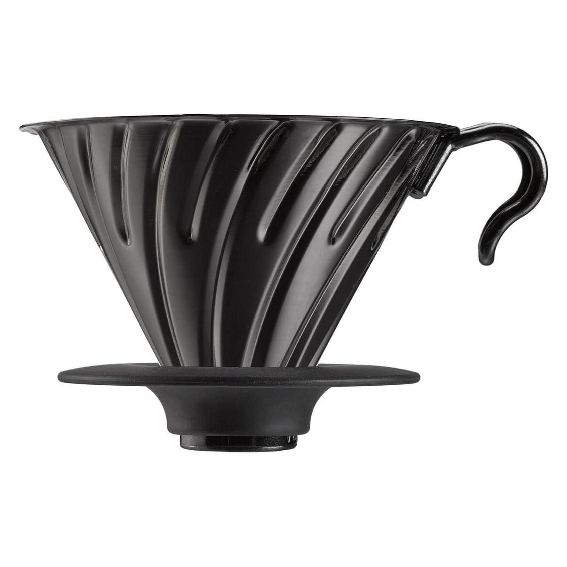 Hario V60-02 Metalltropfer mit Silikonbasis - Schwarz (0.50 l) (VDMR-02MB)