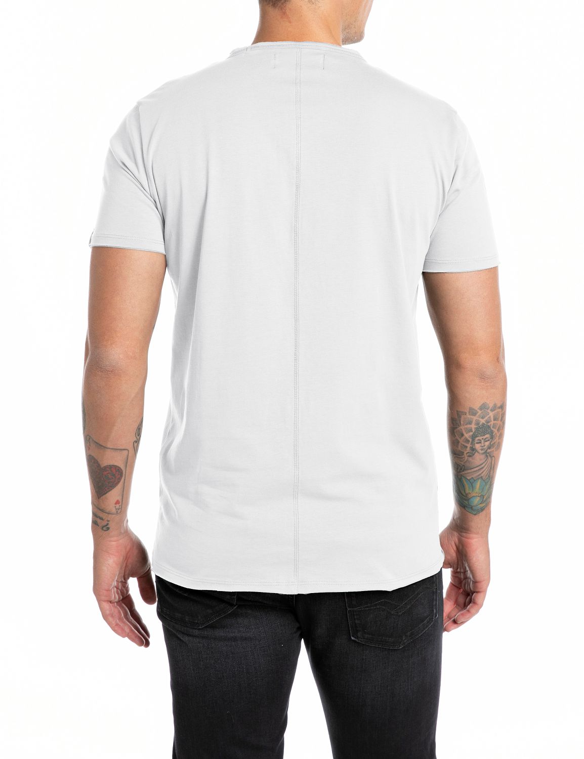 T-Shirt REPLAY, Herren, Gr. L, weiss (weiß), Jersey, Obermaterial: 100% Baumwolle, unifarben, regular fit, Rundhals, Shirts T-Shirt weiß L