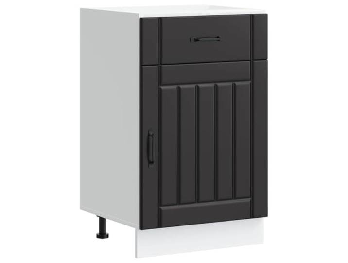 fsahslih Küchenunterschrank Lucca Schwarz 50x46x81,5 cm Holzwerkstoff Kompakter Beistellschrank für die Küche mit verstellbaren Füßen, langlebiger Holzkonstruktion und hoher Belastbarkeit.
