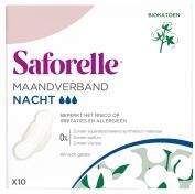 Saforelle Serviettes Hygiéniques Nuit Avec Ailettes en Coton Bio 10 Serviettes Hygiéniques - Boîte 10 serviettes hygiéniques