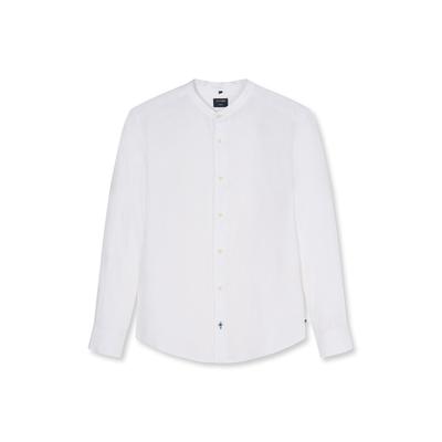 Langarmhemd OLYMP "OLYMP Casual, Regular Fit, Stehkragen", Herren, Gr. L, Normaler Arm, weiß, 100% Leinen, Hemden