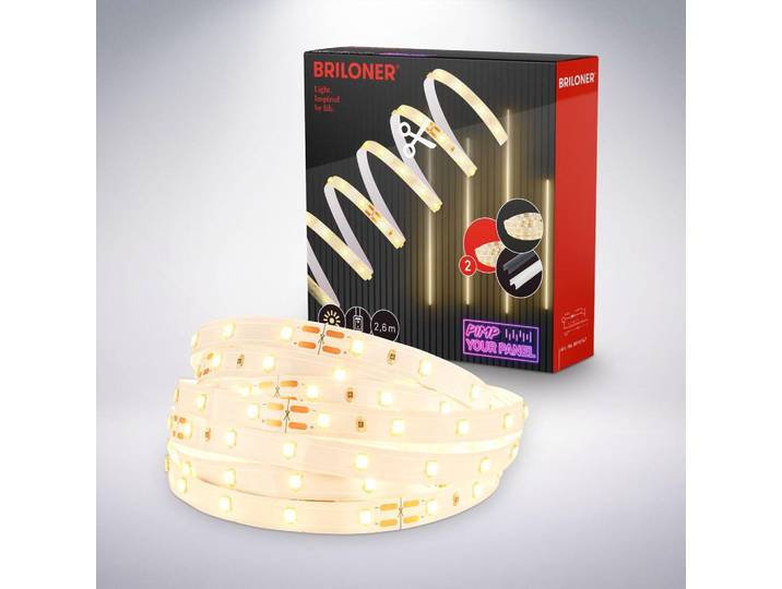 Briloner Pimp your Panel LED Strip\, kit d'extension WW\, Pimp your Panel\, raccourcissable\, autocollant\, blanc\, 260 x 1 cm